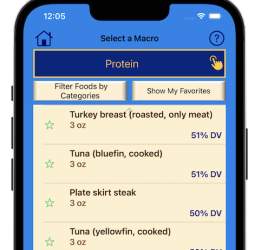 Food lists are ordered by nutrient density for each nutrient like protein